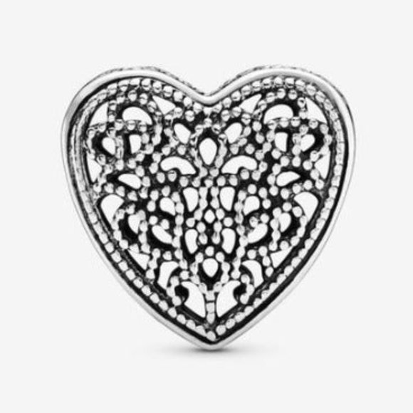 PANDORA Filigree & Beaded Heart Charm - Picture 1 of 3